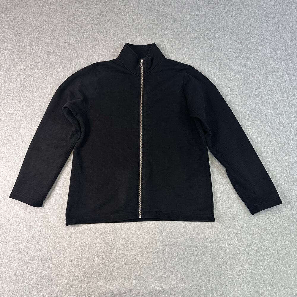 Non Fiction Full Zip Active Jacket Mens M Black 100% Cotton MockNeck Long Sleeve